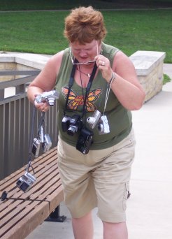 loaded down with cameras