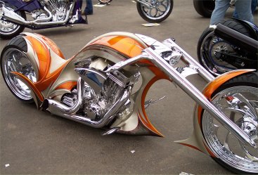 tribal chopper at rats hole custom show